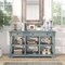 Costway 58'' Long Sofa Table with Storage Retro Console Table with 3 Drawers & Open Shelves Blue/White